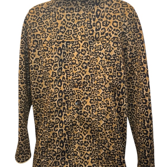 FREE SPIRIT Double-Breasted Leopard Print Fleece Jacket PTP 21, L 27 - Picture 2 of 3